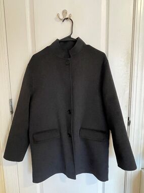 Massimo Dutti Charcoal Overcoat with Subtle Texture